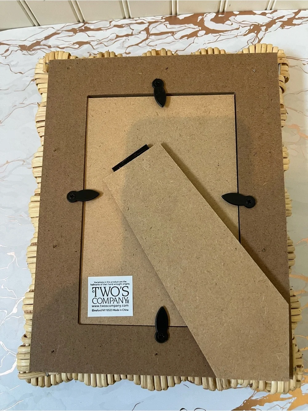 TWO’S COMPANY WICKER WEAVE PHOTO FRAMES | SET OF 2  | 5 x 7  & 4x6 | NEW